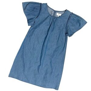 Crown & Ivy Kids Chambray Denim Dress Girl Size 10 Flutter Sleeve